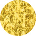 Round Machine Washable Abstract Yellow Modern Rug, wshabs1367yw