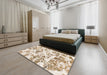 Machine Washable Abstract Gold Rug in a Bedroom, wshabs1367