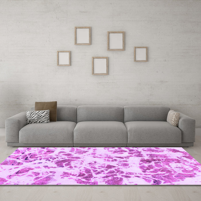 Machine Washable Abstract Purple Modern Area Rugs in a Living Room, wshabs1367pur