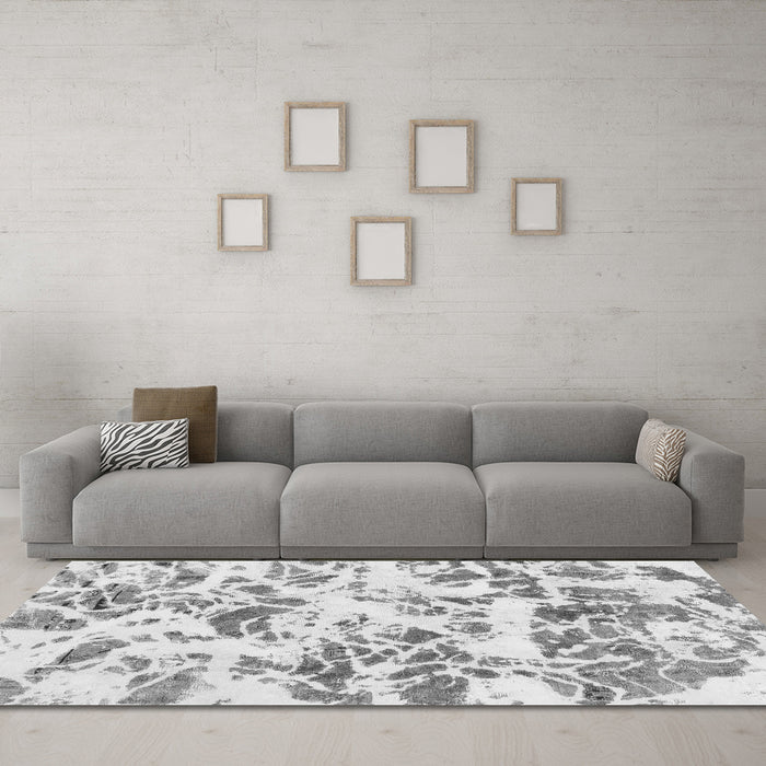 Machine Washable Abstract Gray Modern Rug in a Living Room,, wshabs1367gry