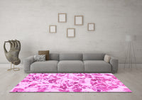 Machine Washable Abstract Pink Modern Rug, wshabs1367pnk