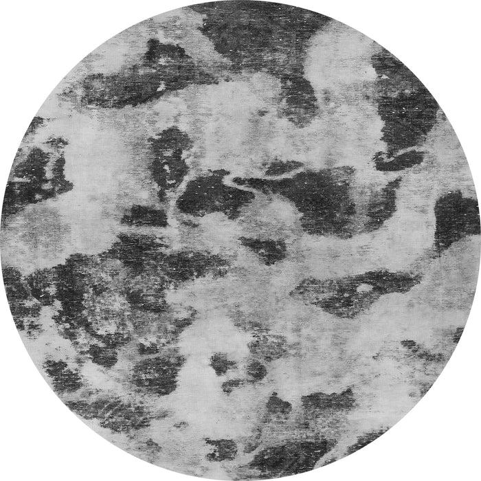 Round Machine Washable Abstract Gray Modern Rug, wshabs1368gry