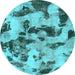 Round Abstract Light Blue Modern Rug, abs1368lblu