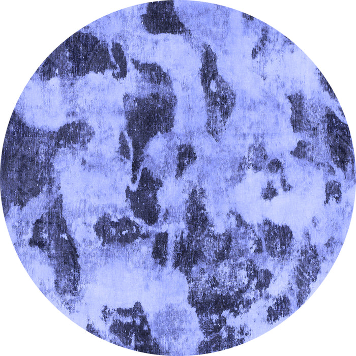 Round Machine Washable Abstract Blue Modern Rug, wshabs1368blu