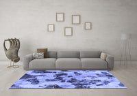 Machine Washable Abstract Blue Modern Rug, wshabs1368blu