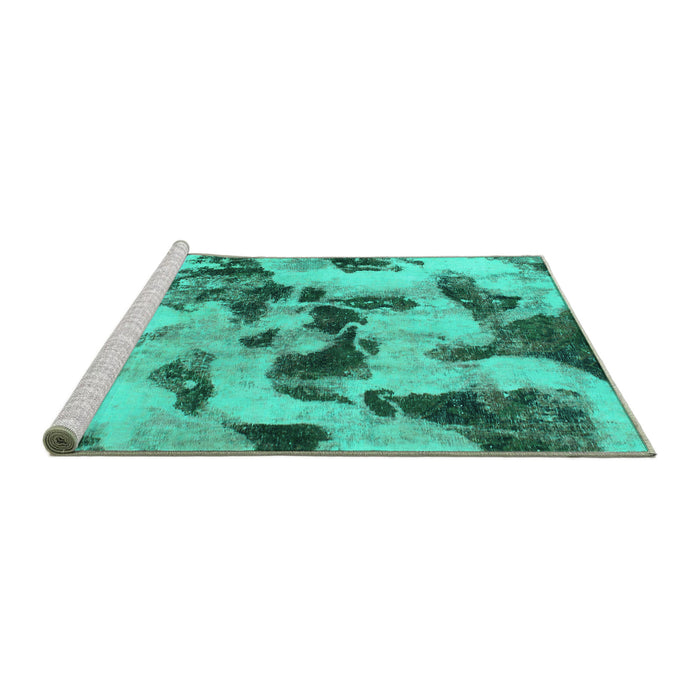 Sideview of Machine Washable Abstract Turquoise Modern Area Rugs, wshabs1368turq