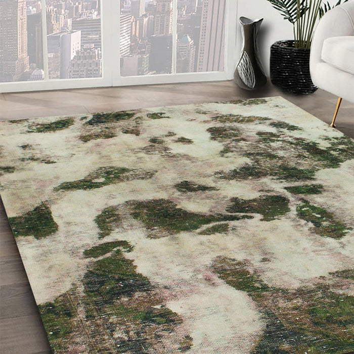 Abstract Tan Brown Modern Rug in Family Room, abs1368