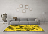 Machine Washable Abstract Yellow Modern Rug, wshabs1368yw