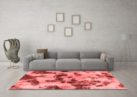 Machine Washable Abstract Red Modern Rug, wshabs1368red