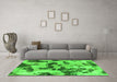 Machine Washable Abstract Green Modern Area Rugs in a Living Room,, wshabs1368grn