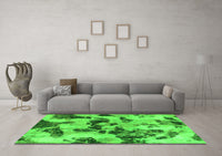 Machine Washable Abstract Green Modern Rug, wshabs1368grn