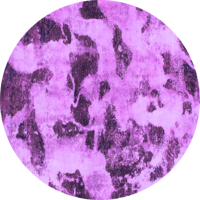 Round Machine Washable Abstract Purple Modern Area Rugs, wshabs1368pur