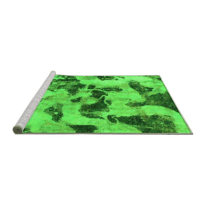Sideview of Machine Washable Abstract Green Modern Area Rugs, wshabs1368grn