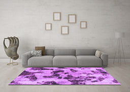 Machine Washable Abstract Purple Modern Area Rugs in a Living Room, wshabs1368pur