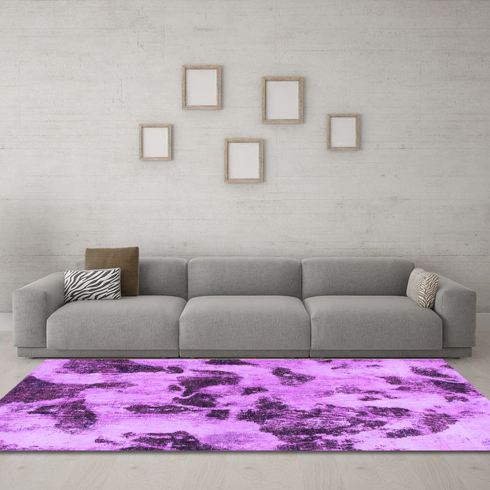 Machine Washable Abstract Purple Modern Area Rugs in a Living Room, wshabs1368pur