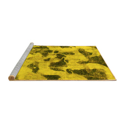Sideview of Machine Washable Abstract Yellow Modern Rug, wshabs1368yw