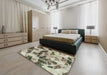 Abstract Tan Brown Modern Rug in a Bedroom, abs1368