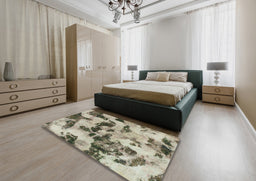 Abstract Tan Brown Modern Rug in a Bedroom, abs1368