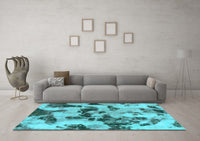 Machine Washable Abstract Light Blue Modern Rug, wshabs1368lblu