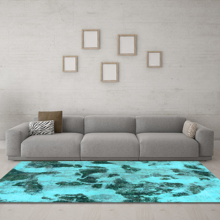 Machine Washable Abstract Light Blue Modern Rug in a Living Room, wshabs1368lblu