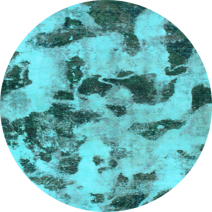 Round Machine Washable Abstract Light Blue Modern Rug, wshabs1368lblu