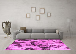 Machine Washable Abstract Pink Modern Rug in a Living Room, wshabs1368pnk