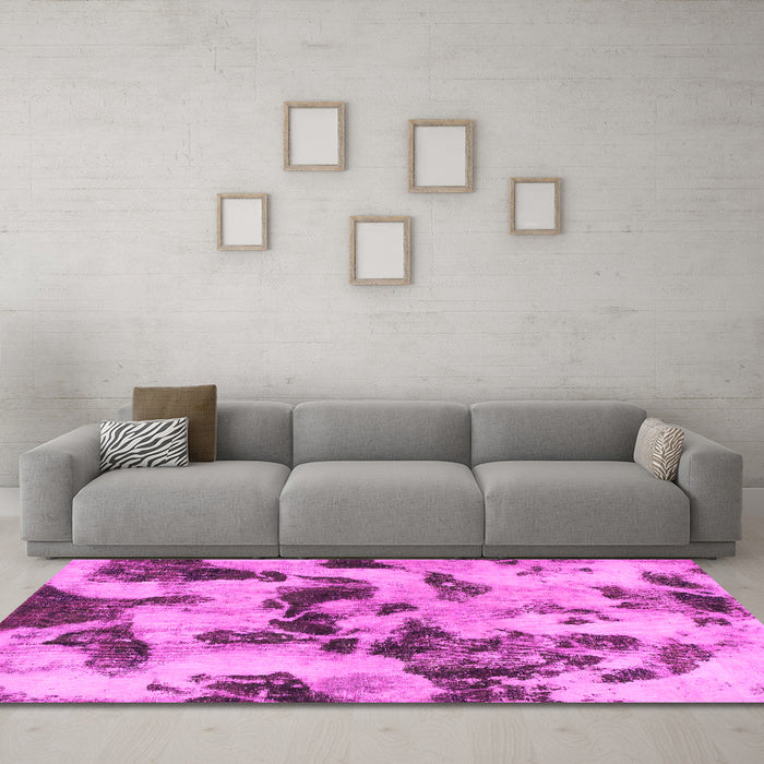 Machine Washable Abstract Pink Modern Rug in a Living Room, wshabs1368pnk
