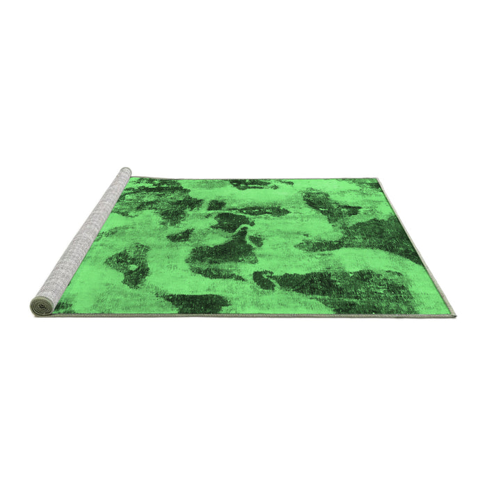 Sideview of Machine Washable Abstract Emerald Green Modern Area Rugs, wshabs1368emgrn