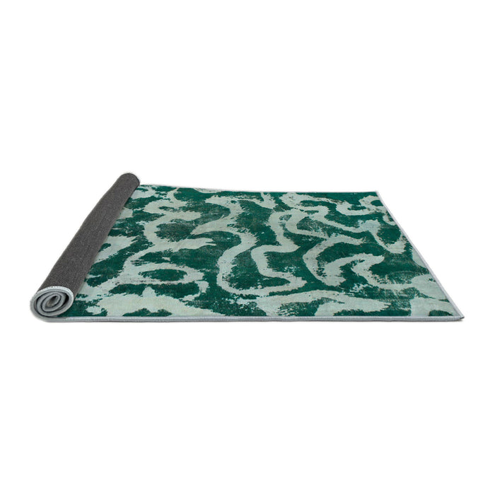 Sideview of Abstract Teal Green Modern Rug, abs1369