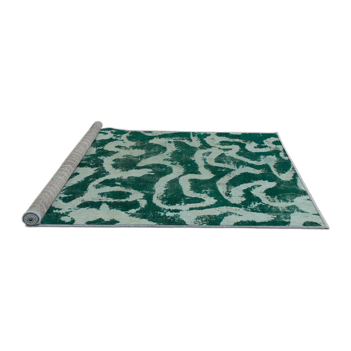 Sideview of Machine Washable Abstract Medium Teal Green Rug, wshabs1369