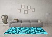 Machine Washable Abstract Light Blue Modern Rug, wshabs1369lblu