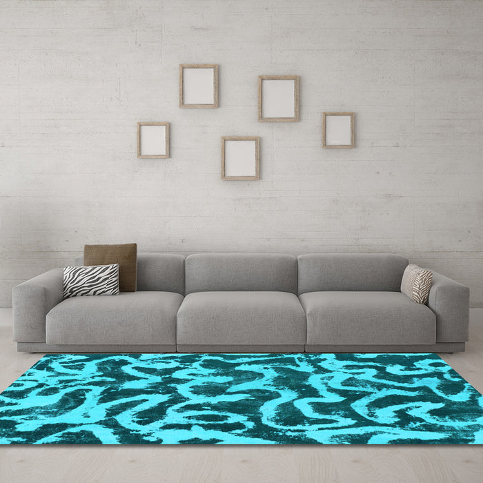 Machine Washable Abstract Light Blue Modern Rug in a Living Room, wshabs1369lblu