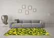 Machine Washable Abstract Yellow Modern Rug in a Living Room, wshabs1369yw