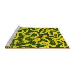 Sideview of Machine Washable Abstract Yellow Modern Rug, wshabs1369yw