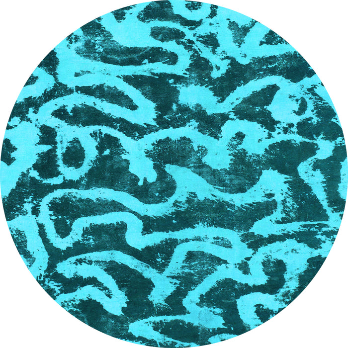 Round Abstract Light Blue Modern Rug, abs1369lblu