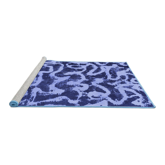 Sideview of Machine Washable Abstract Blue Modern Rug, wshabs1369blu