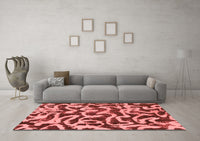 Machine Washable Abstract Red Modern Rug, wshabs1369red