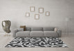 Machine Washable Abstract Gray Modern Rug in a Living Room,, wshabs1369gry