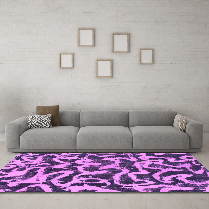 Machine Washable Abstract Pink Modern Rug in a Living Room, wshabs1369pnk