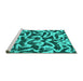 Sideview of Machine Washable Abstract Turquoise Modern Area Rugs, wshabs1369turq