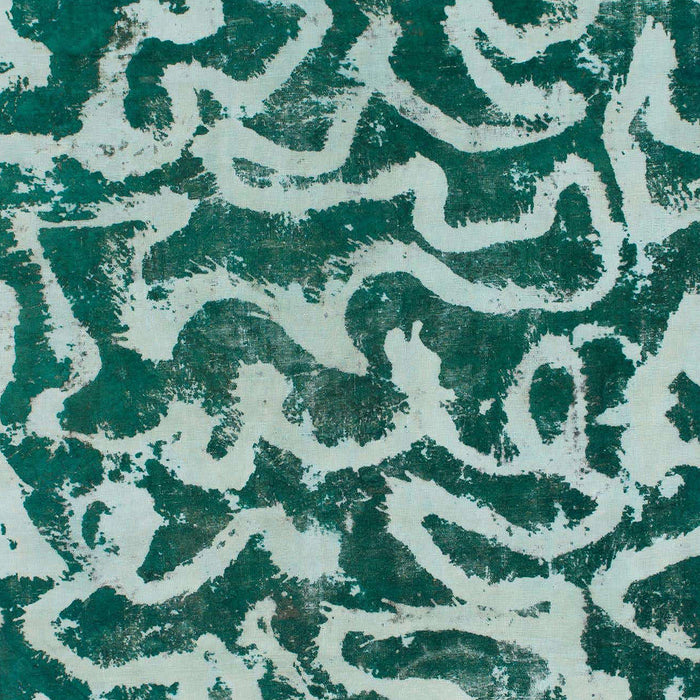 Machine Washable Abstract Medium Teal Green Rug, wshabs1369