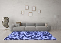 Machine Washable Abstract Blue Modern Rug, wshabs1369blu