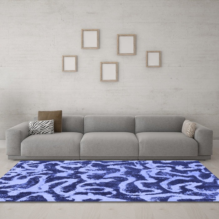 Machine Washable Abstract Blue Modern Rug in a Living Room, wshabs1369blu