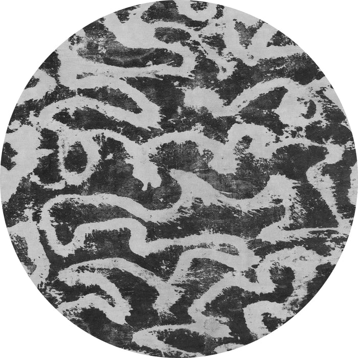 Round Machine Washable Abstract Gray Modern Rug, wshabs1369gry