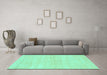 Machine Washable Solid Turquoise Modern Area Rugs in a Living Room,, wshabs136turq