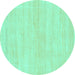 Round Solid Turquoise Modern Rug, abs136turq