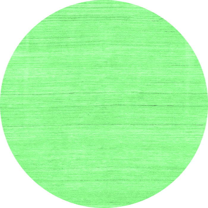 Round Machine Washable Solid Emerald Green Modern Area Rugs, wshabs136emgrn