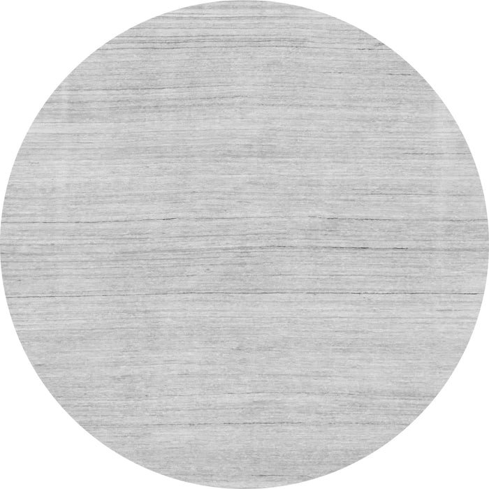 Round Machine Washable Solid Gray Modern Rug, wshabs136gry