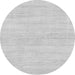 Round Machine Washable Solid Gray Modern Rug, wshabs136gry