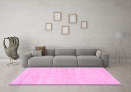 Machine Washable Solid Pink Modern Rug in a Living Room, wshabs136pnk